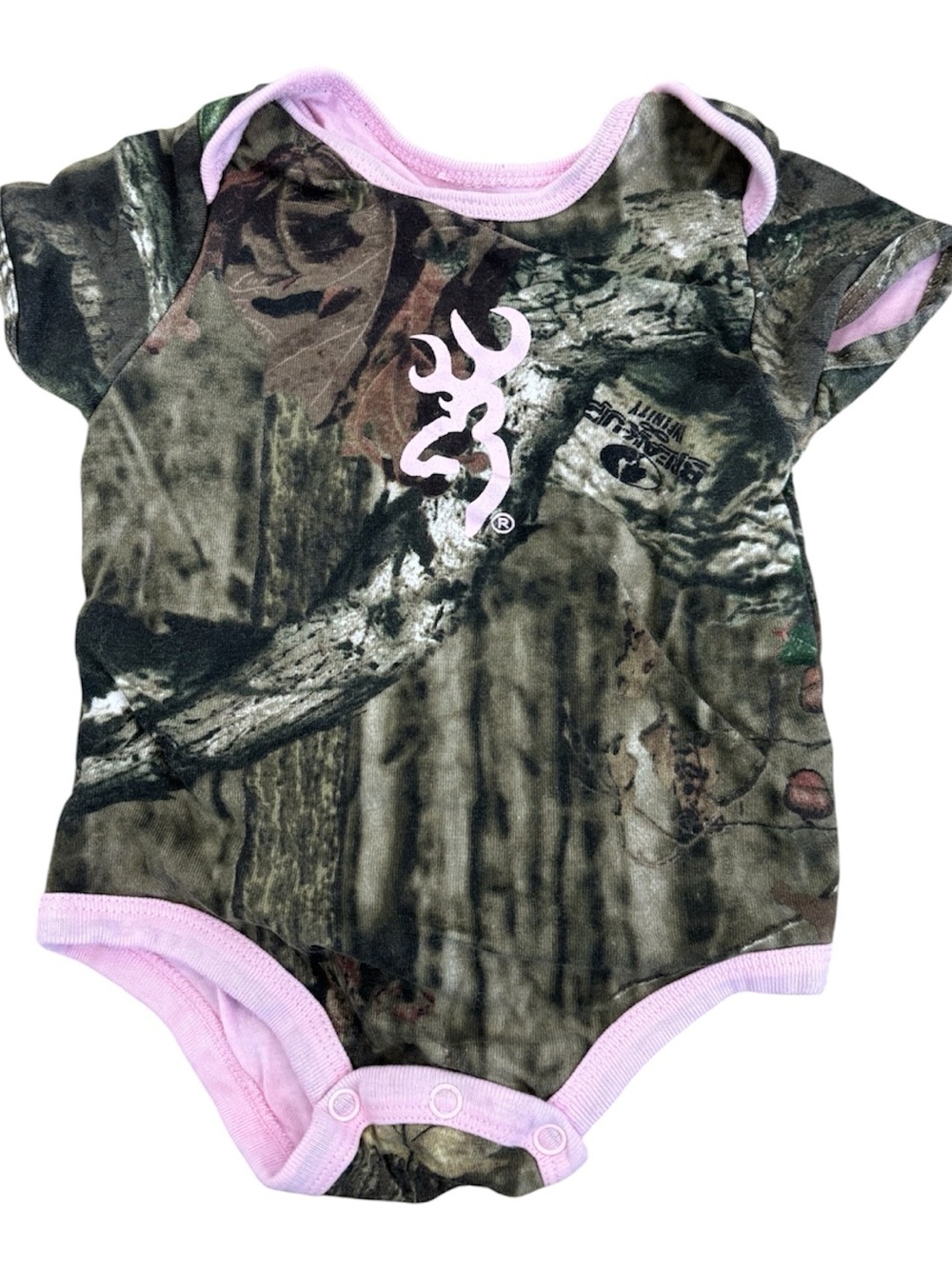 🔴Browning Pink-Trim Camouflage Infant Bodysuit